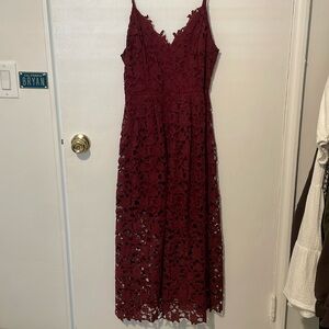 ASTR The Label Floral Lace Midi Dress